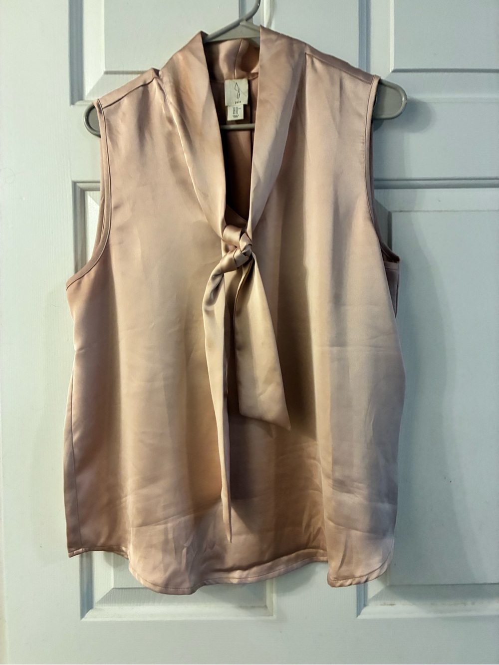 Joie Satin Tie-Neck Sleeveless Top - Blush